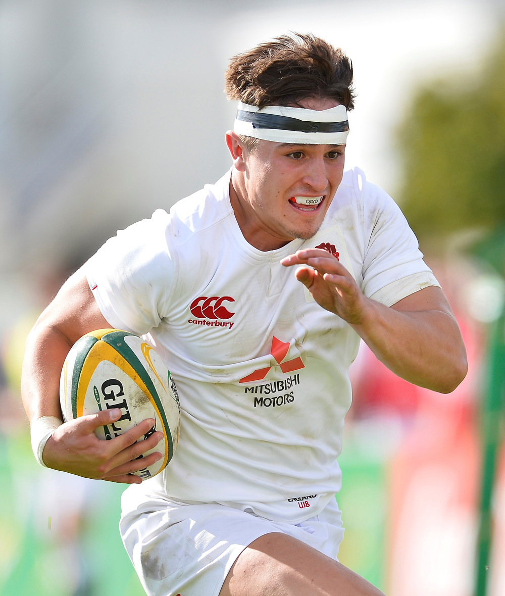 Ashley Vlotman/Gallo Images/Getty Images’. Cadan Murley of England in action during the U19 International Series match between France and England at Markotter Fields, Paul Roos Gymnasium on August 11, 2017 in Stellenbosch, South Africa.