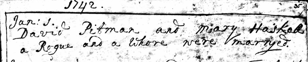 The vicar was extremely rude in this entry from 1742 in the Shillingstone Parish Register about two people he had just married