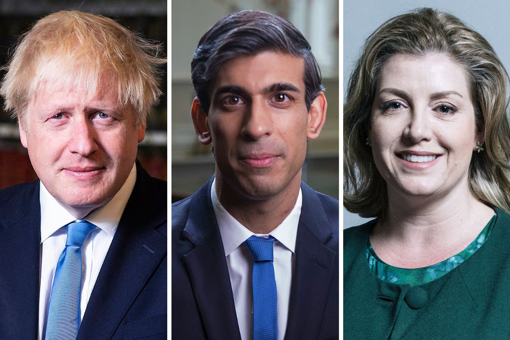 Boris Johnson, Rishi Sunak and Penny Mordaunt, credit GOV UK/UK Parliament.