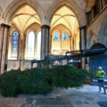 The 32ft tree was delivered in the morning and by the afternoon was aglow with 1,000 LED lights thanks to the expertise of cathedral staff Pictures: Finnbarr Webster