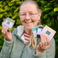 Roxy Eastland holding soaps from her Down to Earth range