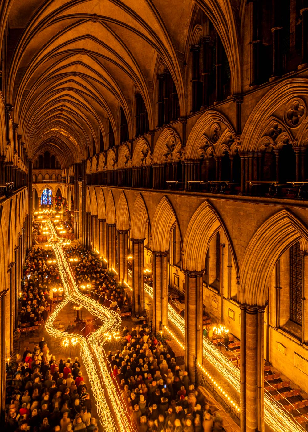 The final procession from the High Altar to the West End during the Darkness to Light Service. Credit: Max Willcock
