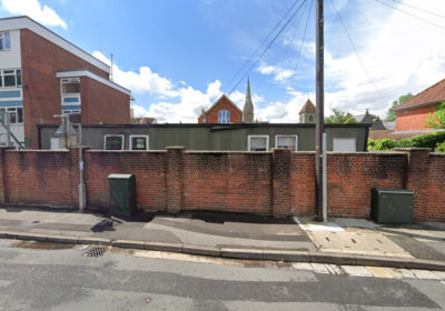 The temporary classrooms currently in situ at the school Picture: Google