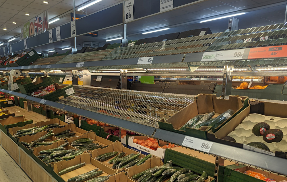 Empty shelves at Lidl in Wincanton