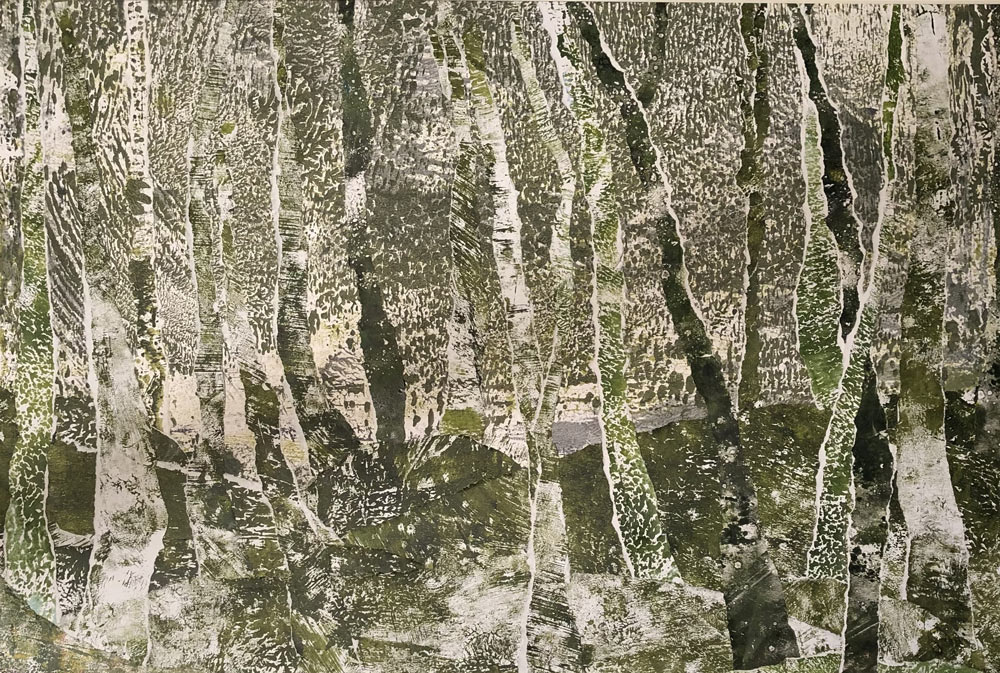 Two of the collages being exhibited. Summer Forest