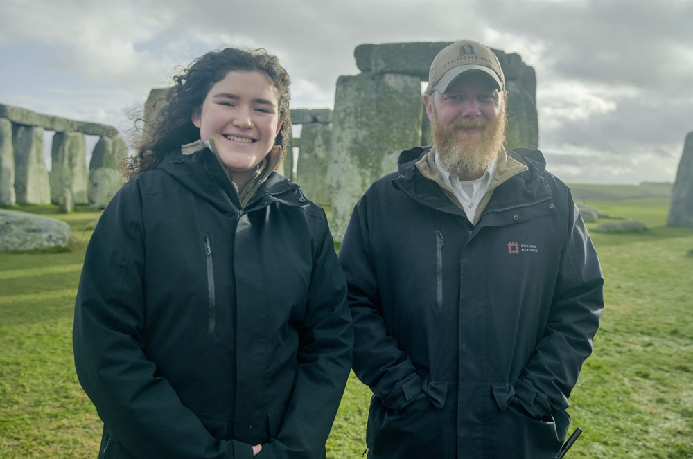 Rihanna Harris and Chris Burdon welcome visitors to Stonehenge for special early morning and late evening visits