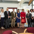 Lord-Lieutenant of Wiltshire, Mrs Sarah Rose Troughton, pictured with deputy mayor, cllr Hoque, and president of the Salisbury & District Chamber of Commerce, Mr Daniel Rhind-Tutt, clinic director, Marie Roberts and staff members