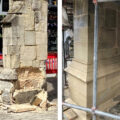 Before and after photos showing the restortion work in progress Credit: Salisbury Cathedral