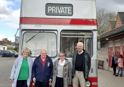 The four remaining members of Silver Star Company staff: (l-r) Mary Dixon, Jack Parsons, who restored the bus shown with his wife, Yvonne Allen and Dave Ashburner