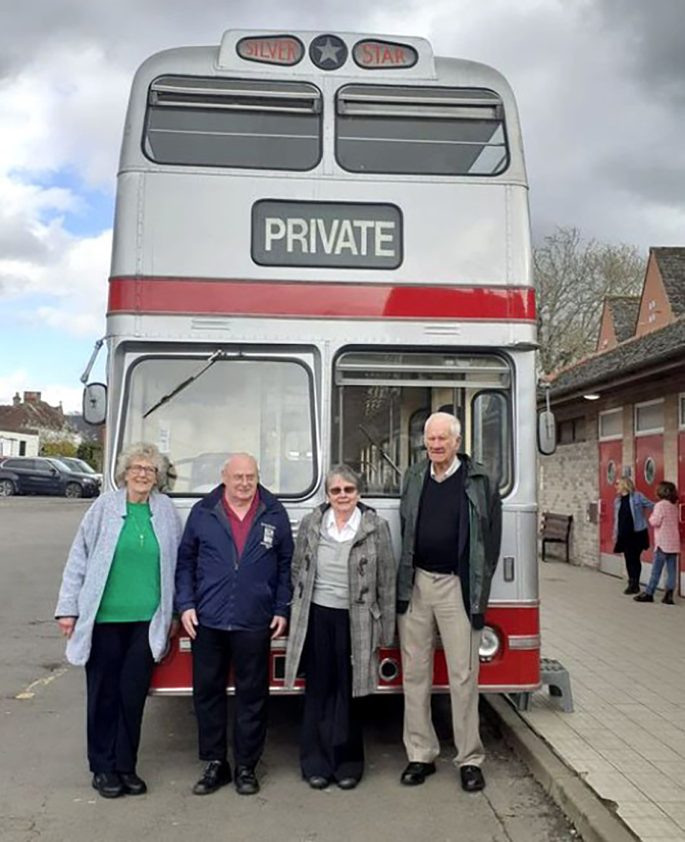 The four remaining members of Silver Star Company staff: (l-r) Mary Dixon, Jack Parsons, who restored the bus shown with his wife, Yvonne Allen and Dave Ashburner