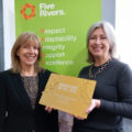 CEO, Pam McConnell and Head of HR, Kate Bromfield with the gold plaque award