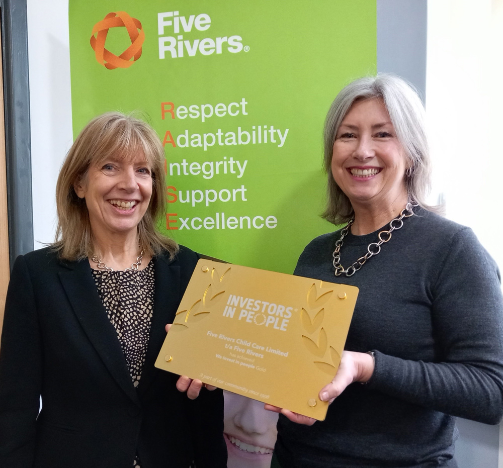 CEO, Pam McConnell and Head of HR, Kate Bromfield with the gold plaque award