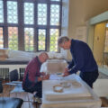 Volunteers carefully packing items in the museum’s galleries ahead of the building restoration work