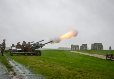 Ancient stones witness historic gun salute to welcome the new King