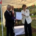 Nick Andrew receives the award from Sarah Troughton, Lord Lieutenant of Wiltshire;