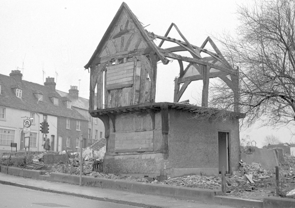 A medieval building demolished ahead of road improvements