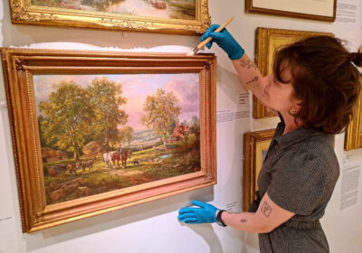 Dr Emily Dunbar at work in the Young Gallery in Salisbury