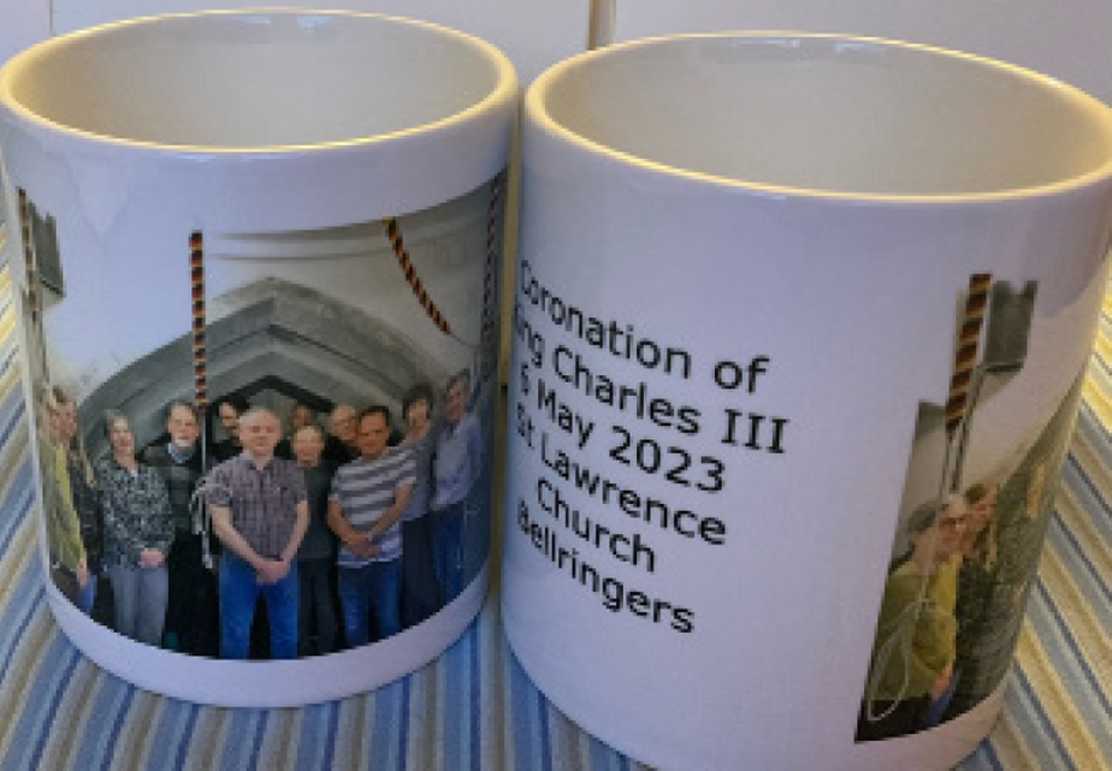 Mugs with a difference for Stratford sub Castle coronation bell-ringers