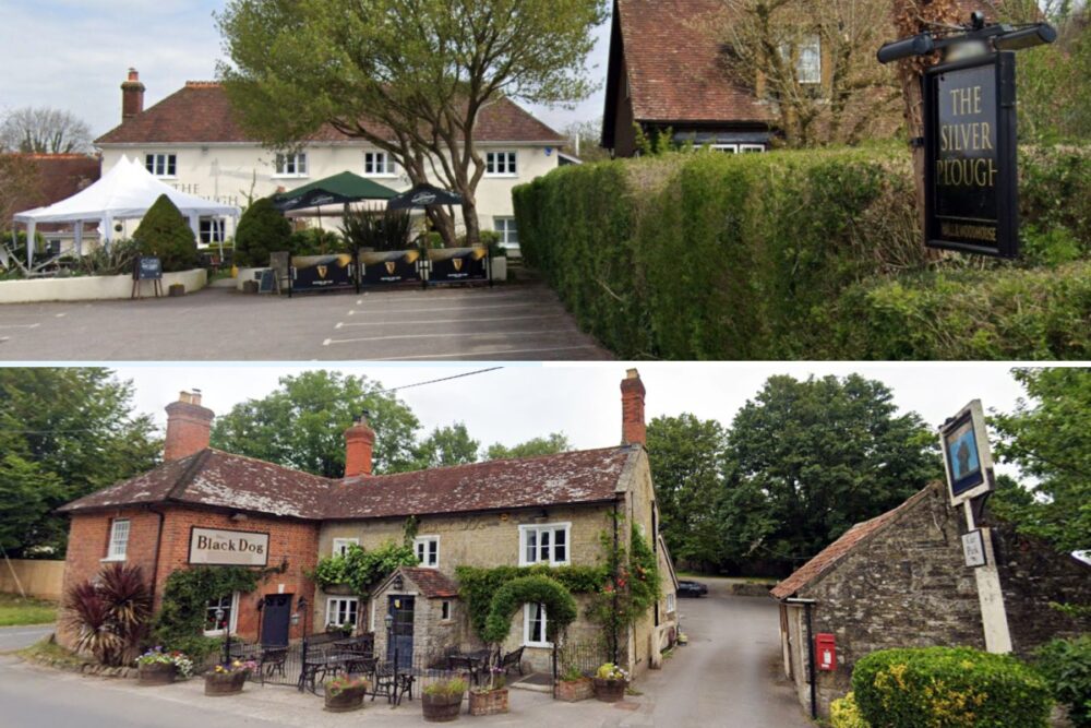 The Silver Plough in Pitton, top, and The Black Dog in Chilmark