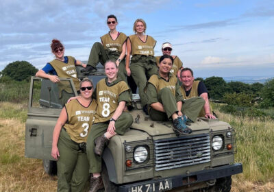 Team Salisbury: Kay Dubach, Zoe Capstick, Emily Monk, Vonni Hotson, team captain Victoria Aldridge, Rashmi Thapa, Jo Youdan, and Dave Roberts