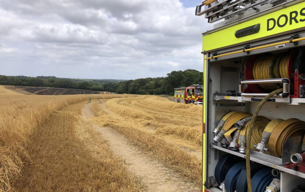 Around 30 acres of crop were damaged by the fire at Redlynch. Picture: Salisbury Fire Station