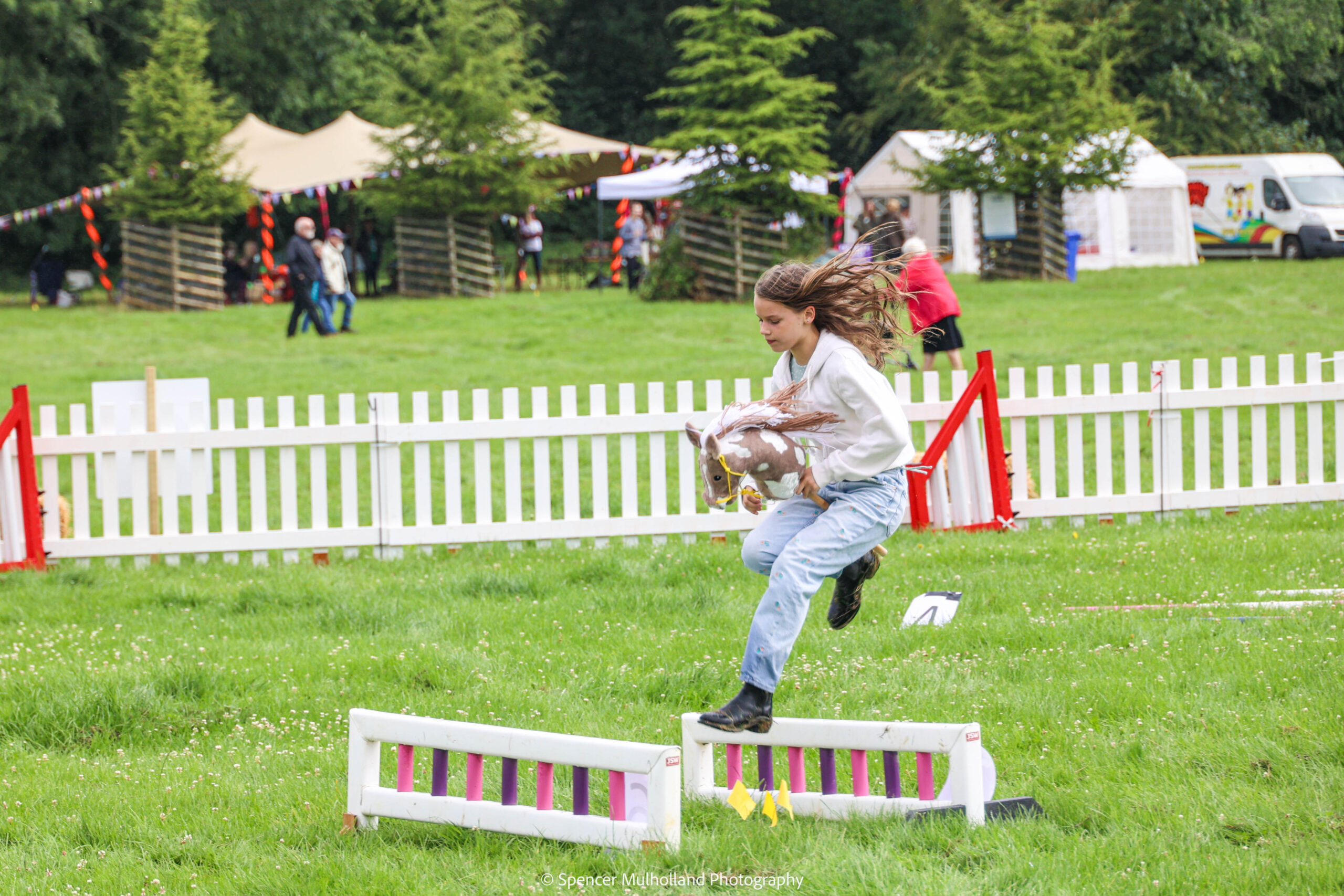 Youngsters took on the jumps of the Hobby Horse Derby. Picture: Spencer Mulholland