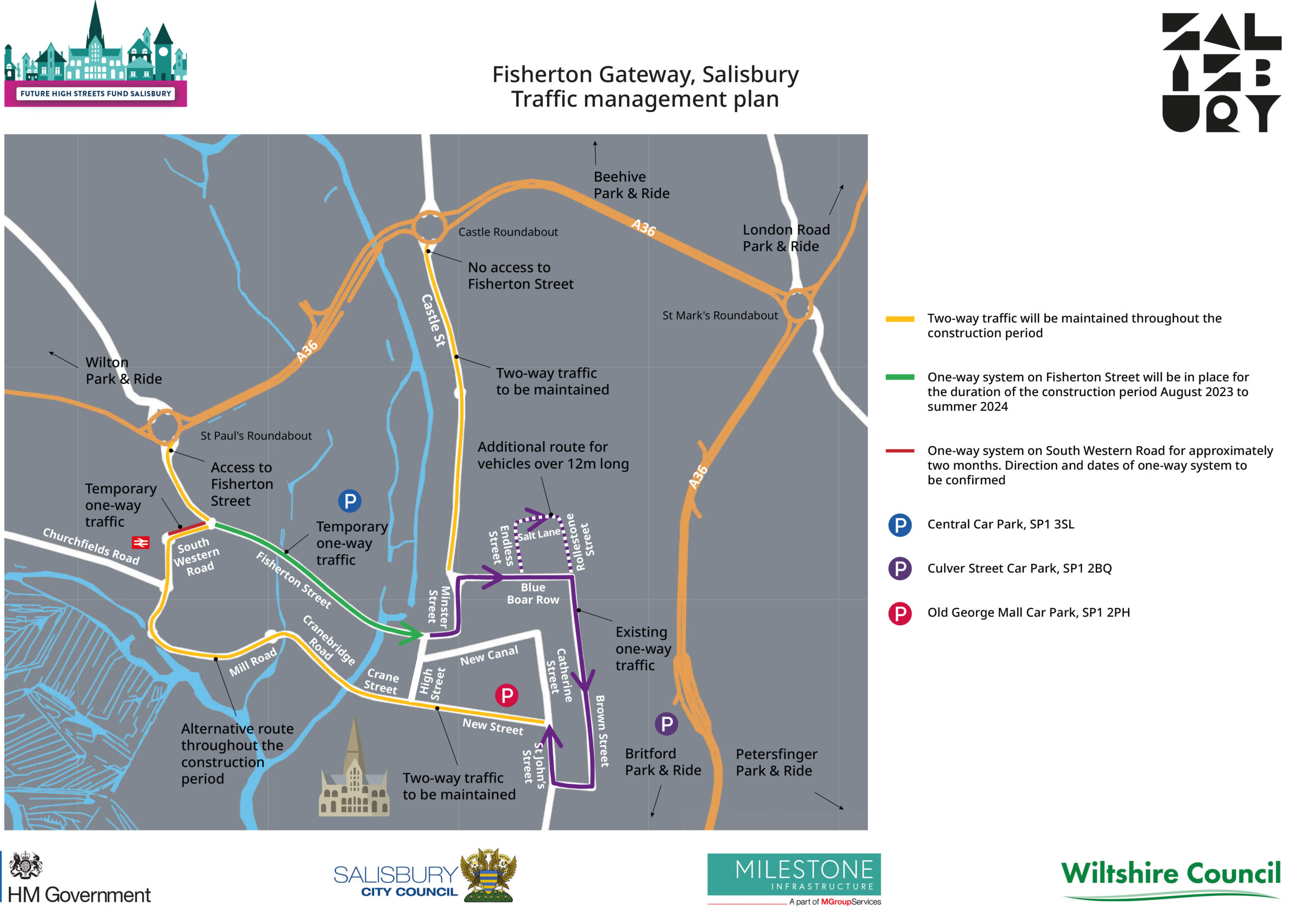 Traffic management during the Fisherton Gateway works. Picture: Wiltshire Council
