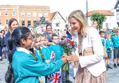 HRH the Duchess of Edinburgh meeting schoolchildren in Salisbury. Pictures: Salisbury City Council