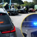 Four of the five McLarens pictured after being pulled over by Wiltshire Police on the A303. Picture: Wiltshire Police