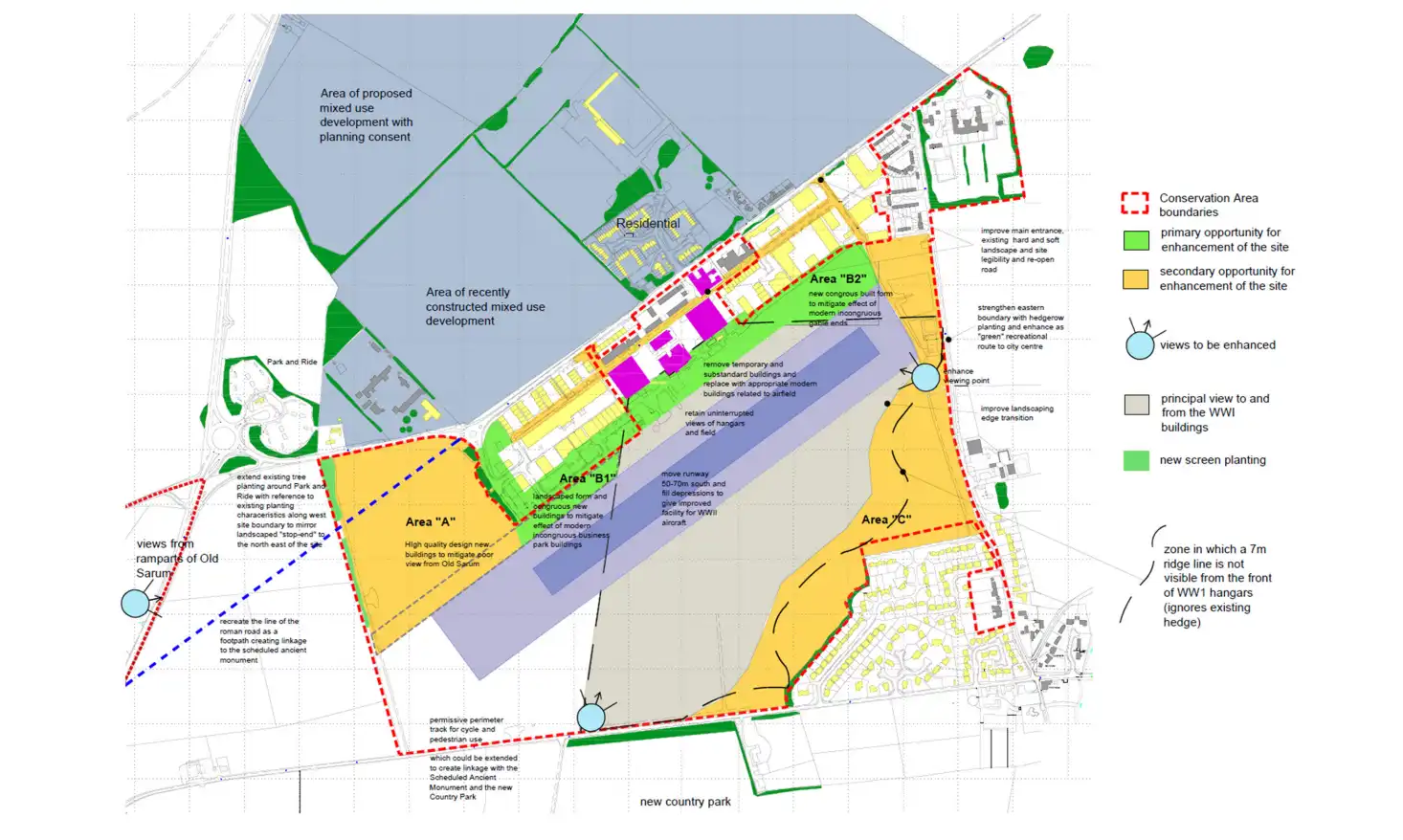 How the site has been split for development in the new application. Picture: Feilden + Mawson/Wiltshire Council