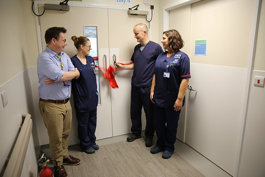 Pictured cutting the ribbon are chief medical officer (CMO) Dr Peter Collins, sister Gemma Ward, consultant Dr James Lawrence and matron Aphrodite Mavromyti.
