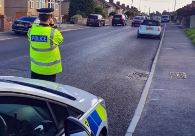 Wiltshire Police officers carrying out speed checks in Salisbury