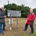 STA team members Nigel Kendall and Simon Freeman record village signage