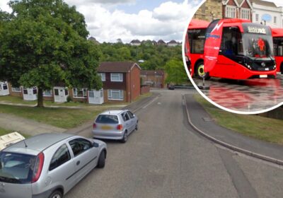 The bus was damaged after being hit by a catapult in Gainsborough Close