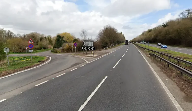 The crash happened on the A303 near Thruxton. Picture: Google