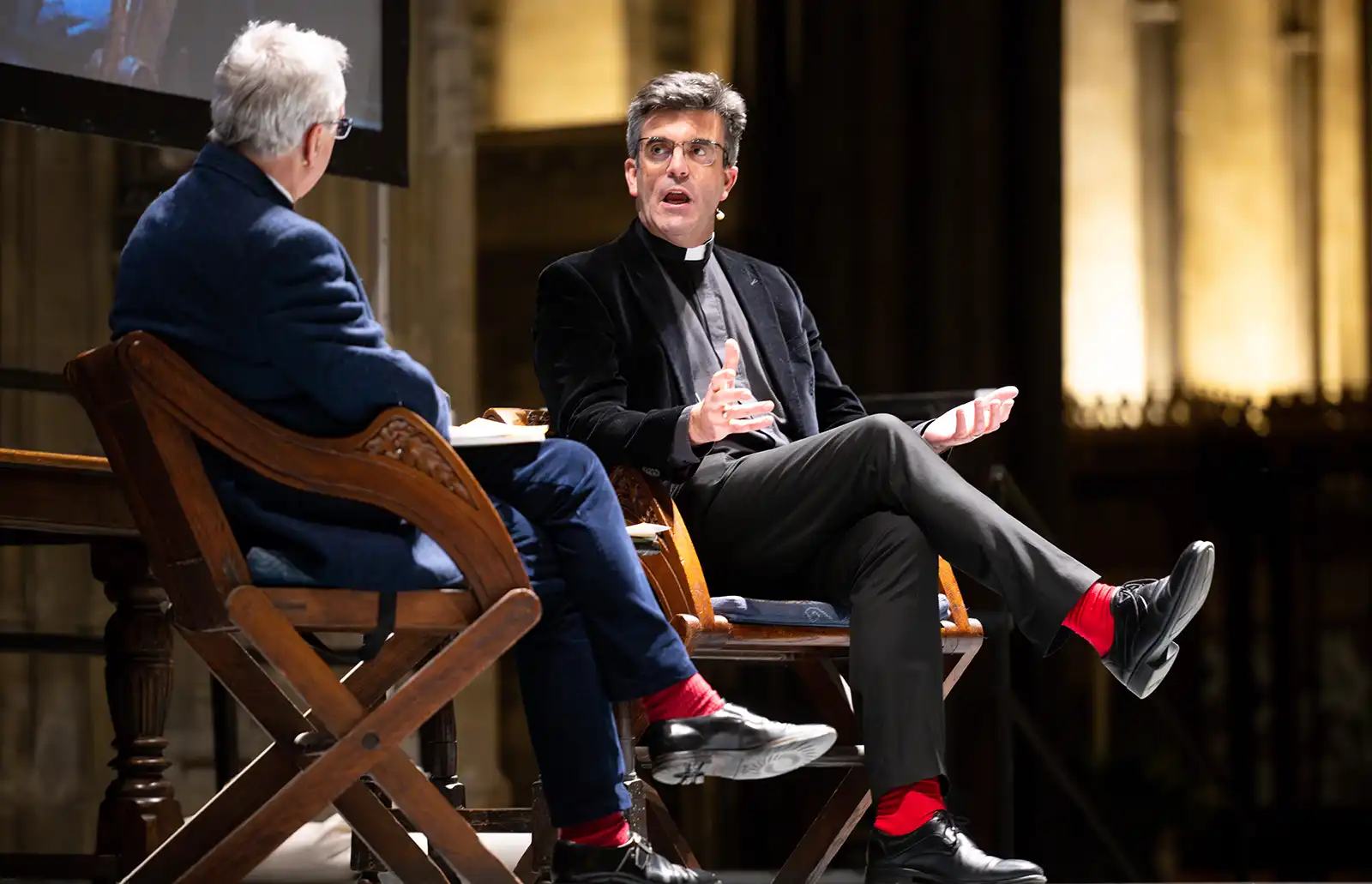 The Dean of Salisbury in conversation with Canon Tim Daykin. Picture: Finnbarr Webster