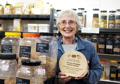 Green Gram treasurer Helen Harding with the Horace Plunkett Award