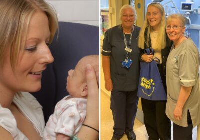 Imogen Sanders with mum Claire in the first campaign, left, and right, Imogen with sisters Clare Baggott and Ingrid Webb at Salisbury Hospital