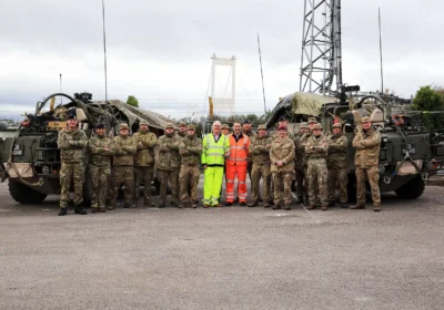 The engineers during the visit to the Severn Bridge. Picture: National Highways