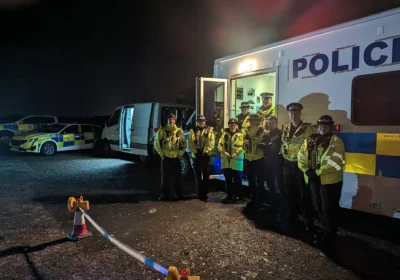 The Wiltshire Police team in Amesbury on Saturday night. Picture: Wiltshire Police
