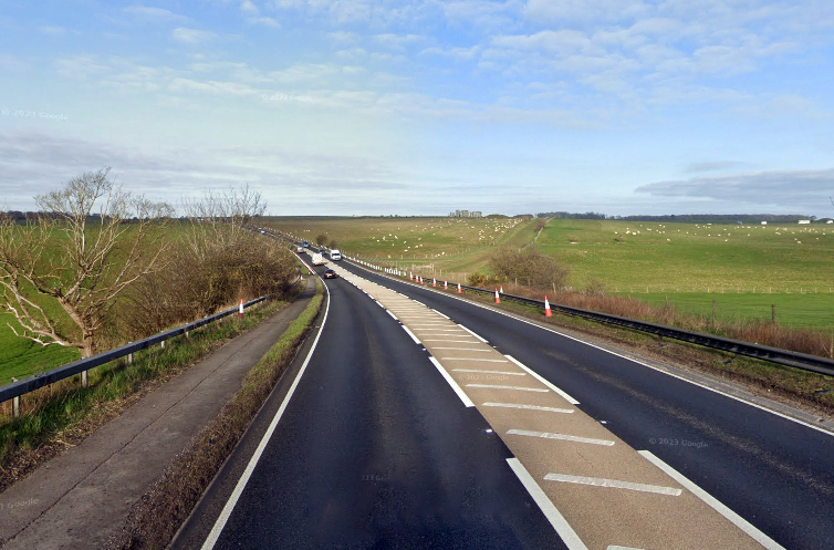 The A303 is closed in both directions near Stonehenge, National Highways said. Picture: Google