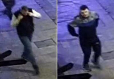 Police want to identify these people after Christmas decorations were damaged in Salisbury. Picture: Wiltshire Police