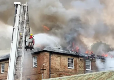 The Stables building in Tisbury was badly damaged by fire in July 2022. Picture: DWFRS