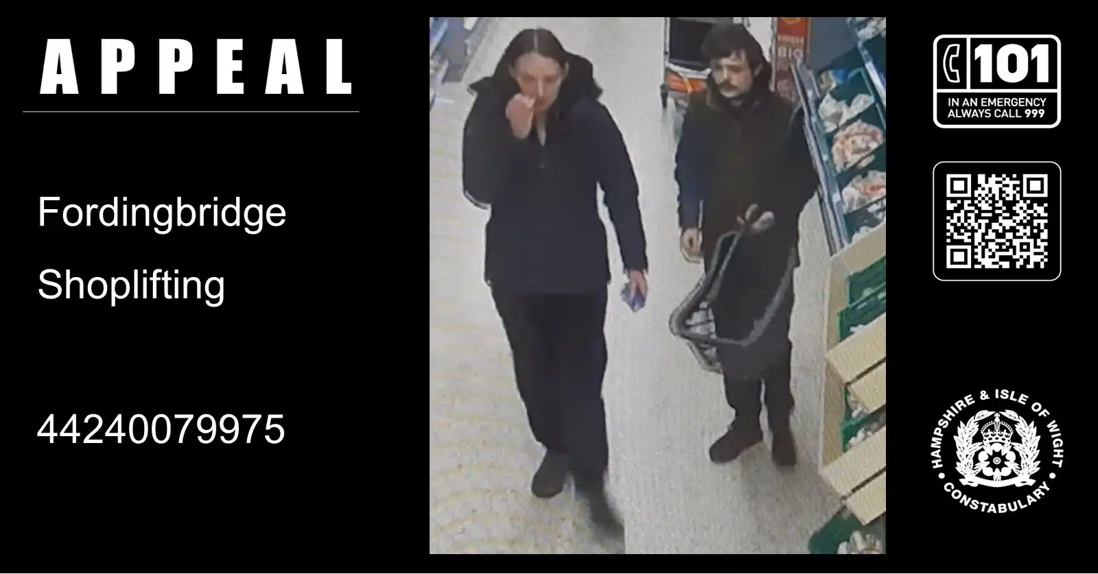 Police are keen to trace these people after thefts from Co-op in Fordingbridge. Picture: Hampshire Police