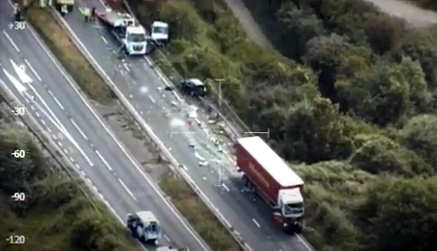 The devastating scene of the crash, on the A303, in August 2021, Picture: Hampshire Police