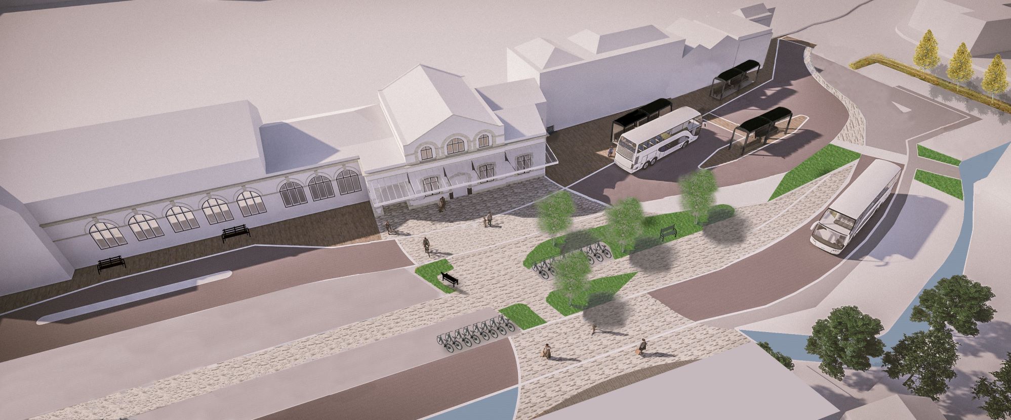 How the forecourt at Salisbury Railway Station could look after the work. Picture: Wiltshire Council