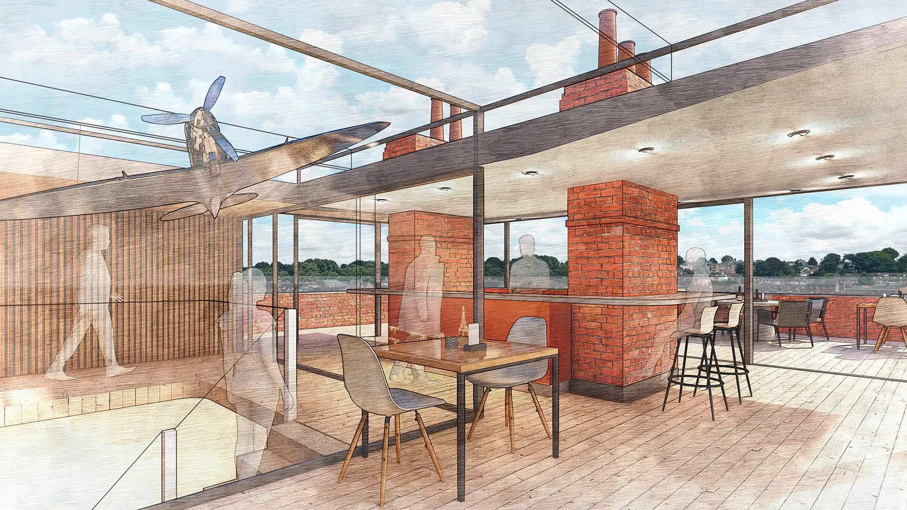 How the rooftop Spitfire Bar will look, offering views of Salisbury
