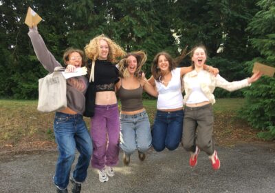 Sophie, Zoe, Rebecca, Blythe and Lauren celebrating their results Picture: SWGS