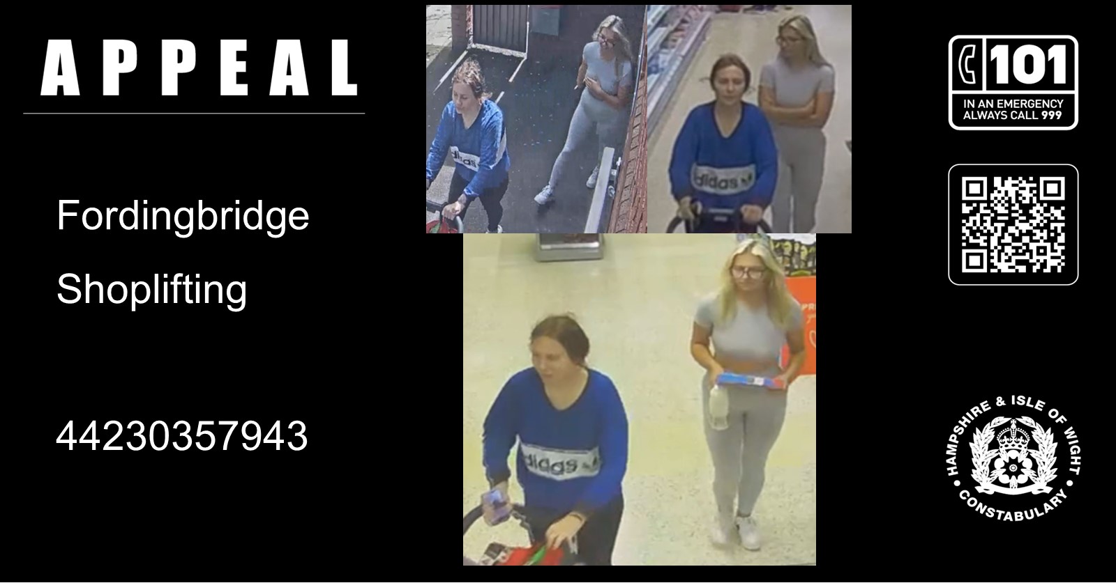 Police are keen to trace these people after a theft from the Co-op in Fordingbridge. Picture: Hampshire Police