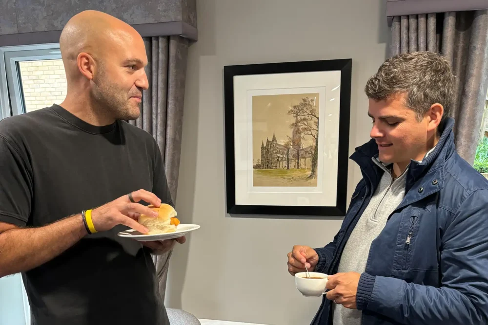 Blue light workers enjoying baps and brews at Wilton Place care home in Salisbury